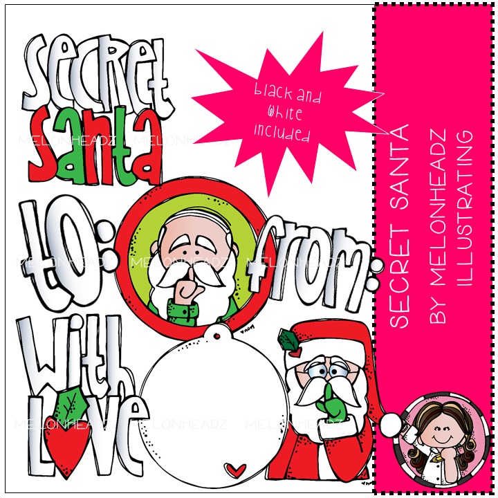 Secret Santa clip art – Mini | Melonheadz Illustrating