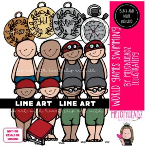 World Games clip art, Swimming clip art, Sports clip art LINE ART and BLACK AND WHITE