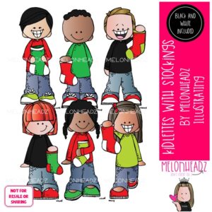 Kidlettes with Stockings clip art Mini