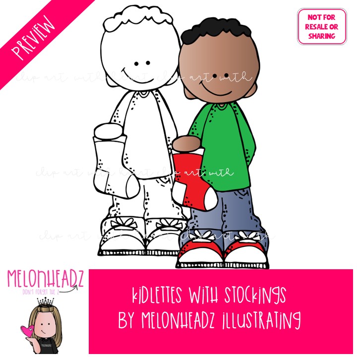 Kidlettes with Stockings clip art Mini - Image 2