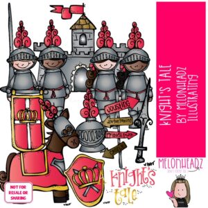 Knights Tale clip art, castle, medieval COLORED Version