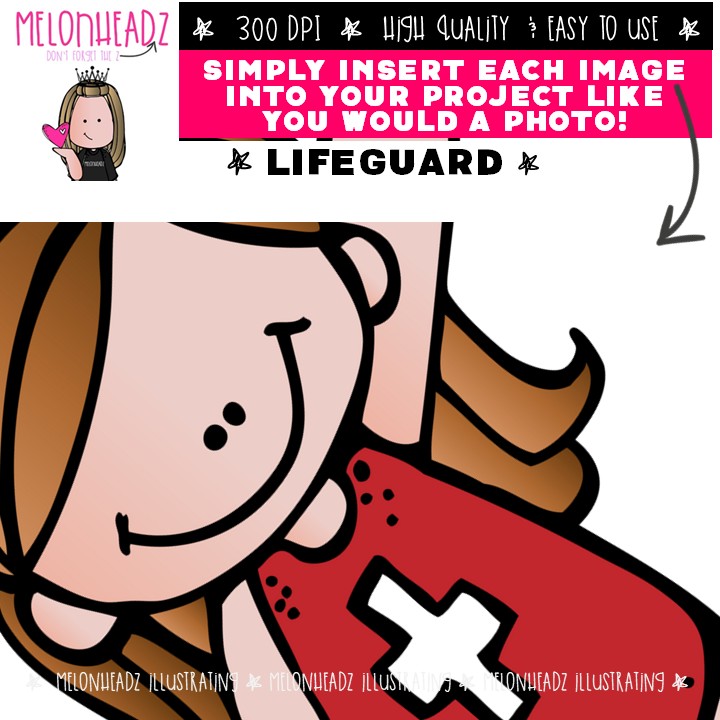 Lifeguard clip art, water safety, beach COLORED Version - Image 3