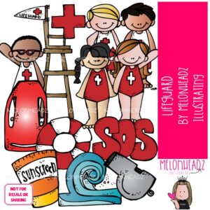 Lifeguard clip art, water safety, beach COLORED Version
