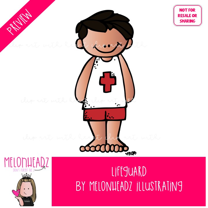 Lifeguard clip art, water safety, beach COLORED Version - Image 2