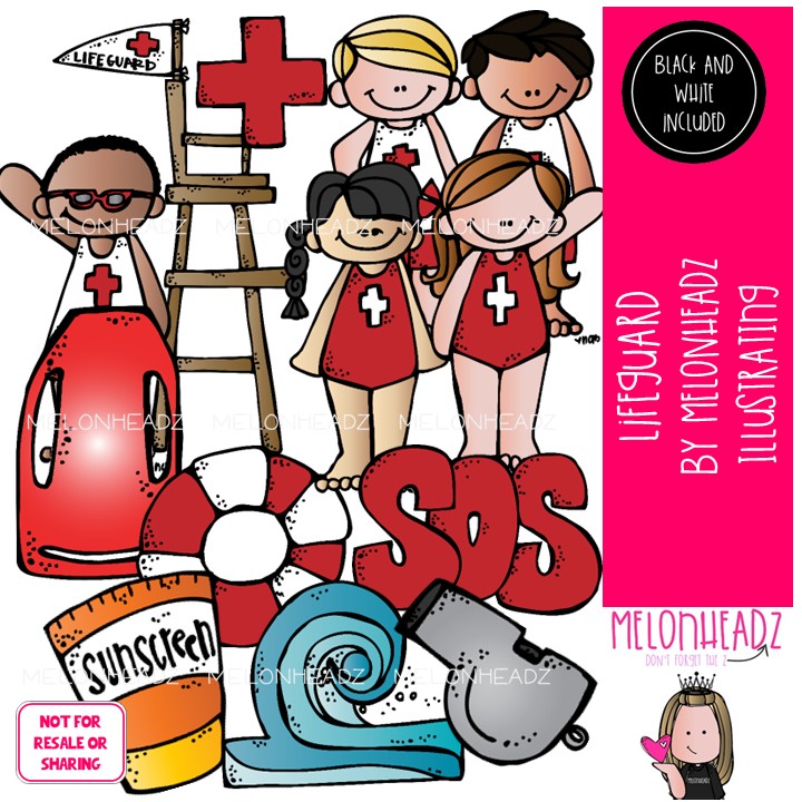 Lifeguard clip art, water safety, beach COMBO PACK