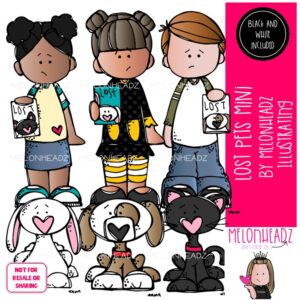 Lost pets clip art, dog, bunny, cat Mini