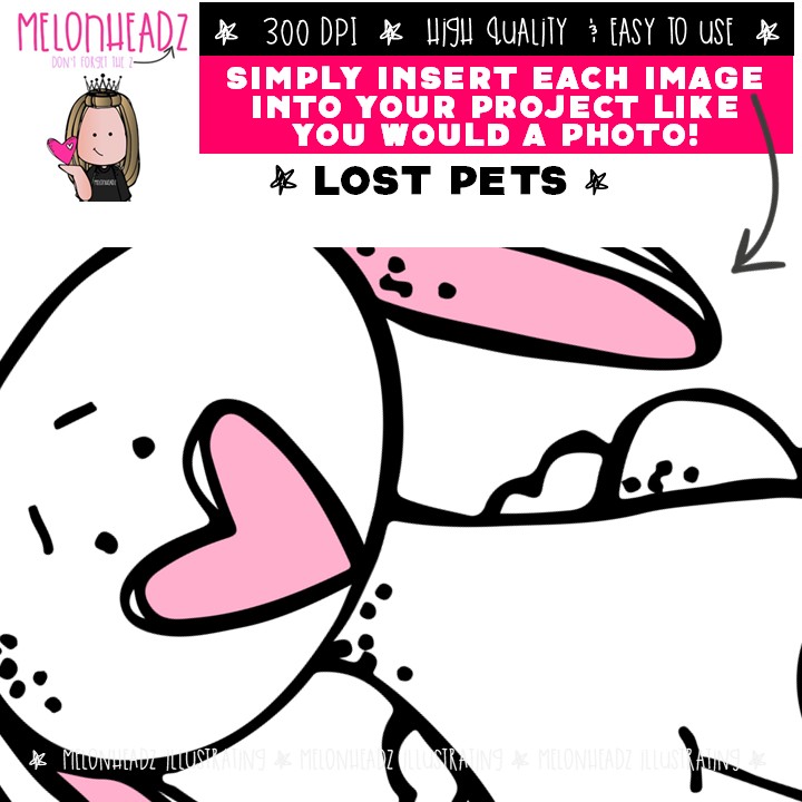 Lost pets clip art, dog, bunny, cat Mini - Image 3