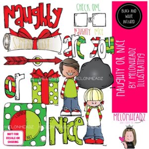 Naughty and Nice clip art, Christmas clip art COMBO PACK