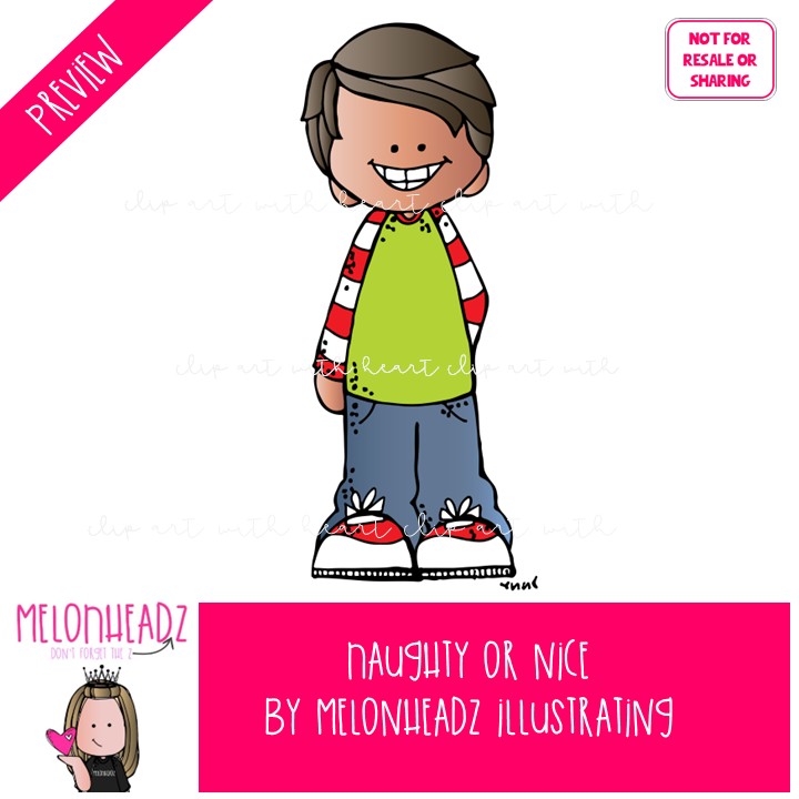 Naughty or Nice clip art, Christmas clip art COLORED Version - Image 2