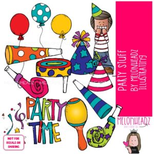 Party Stuff clip art, Birthday clip art, New Year clip art COLORED Version