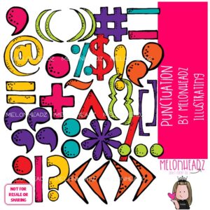 Punctuation clip art, Math Symbols clip art, Grammar clip art COLORED Version