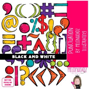 Punctuation clip art, Math Symbols clip art, Grammar clip art BLACK AND WHITE