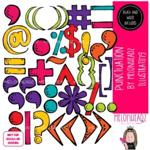 Punctuation clip art, Math Symbols clip art, Grammar clip art COLORED Version