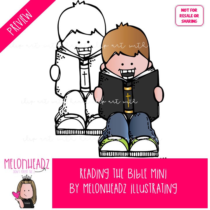 Reading the Bible clip art - Mini - Image 2