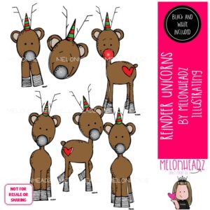 Reindeer Unicorns clip art, Christmas clip art Mini