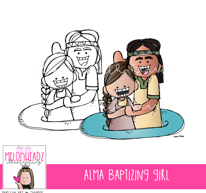 Alma Baptizing a Girl clip art