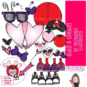 Build A Lovebug clip art, Valentine clip art, Insect clip art COLORED Version