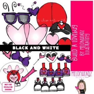 Build A Lovebug clip art, Valentine clip art, Insect clip art BLACK AND WHITE