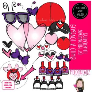 Build A Lovebug clip art, Valentine clip art, Insect lip art COMBO PACK