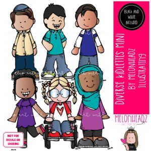 Diverse Kidlettes 1 clip art, kids, wheelchair Mini
