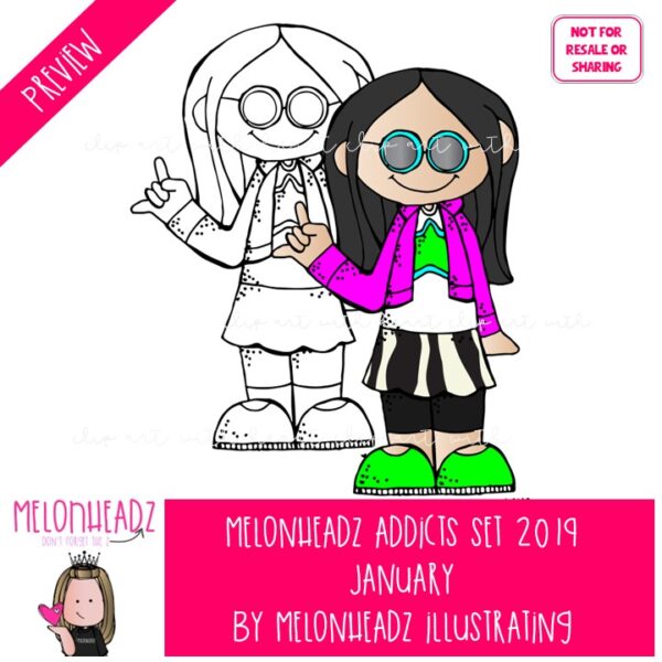 Melonheadz Addicts January 2019 clip art set – Mini - Melonheadz