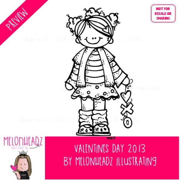 Valentines Day clip art 2013 - LINE ART / BLACK AND WHITE - Image 2