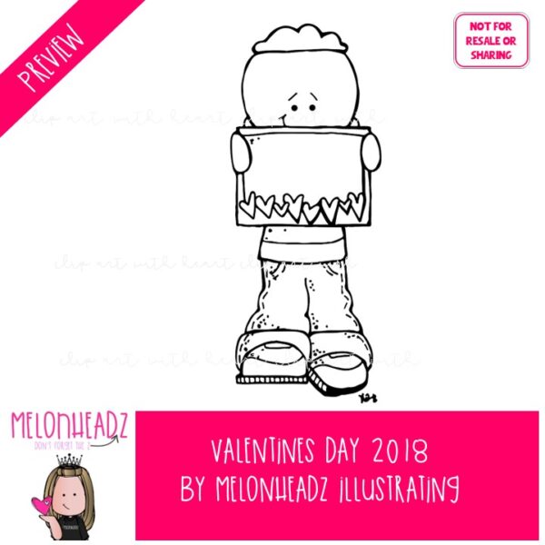 Valentines Day clip art 2018 - BLACK AND WHITE - Image 2