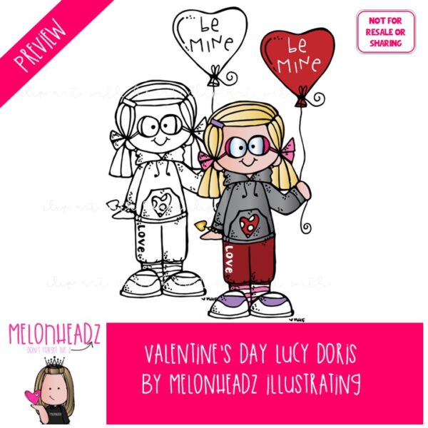 Valentine’s Day clip art, Lucy Doris, Melonheadz Character COMBO PACK ...