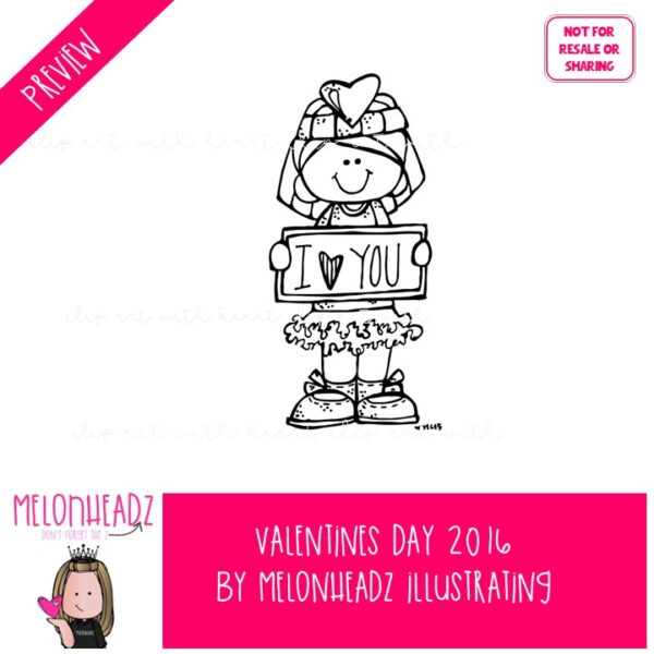 Valentines Day clip art 2016 - BLACK AND WHITE - Image 2