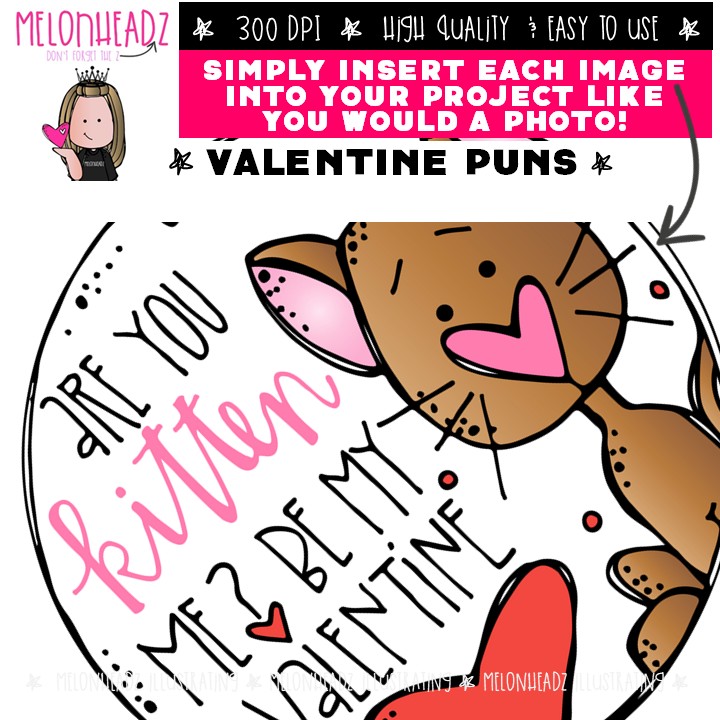 Valentine Puns clip art, holiday clip art, Valentine's Day clip art Mini - Image 3