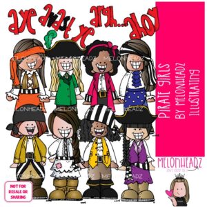 Pirate clip art, Girls COLORED Version
