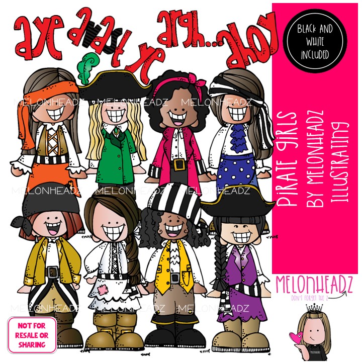 Pirate clip art, Girls COMBO PACK