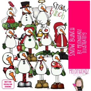 Snow Bunch clip art, Snowman clip art, Winter, Christmas COLORED Version