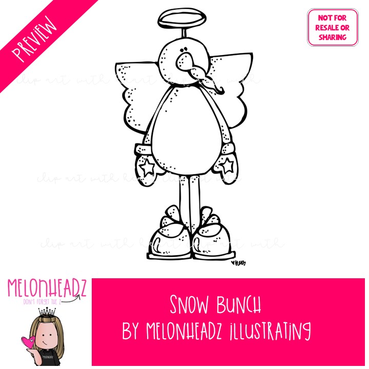 Snow Bunch clip art, Snowman clip art, Winter, Christmas LINE ART and BW - Image 2