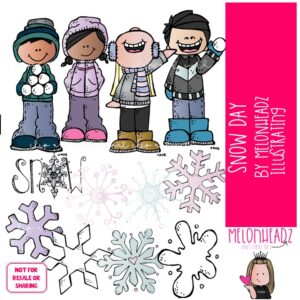 Snow Day clip art, Winter clip art COLORED Version