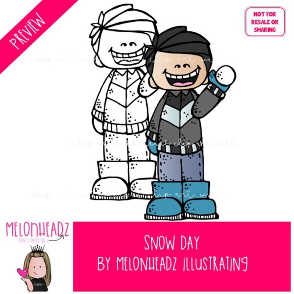 Snow Day clip art, Winter clip art COMBO PACK - Melonheadz
