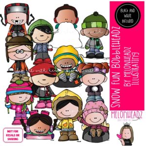 Snow Fun clip art, Bobbleheadz clip art, Winter clip art COMBO PACK