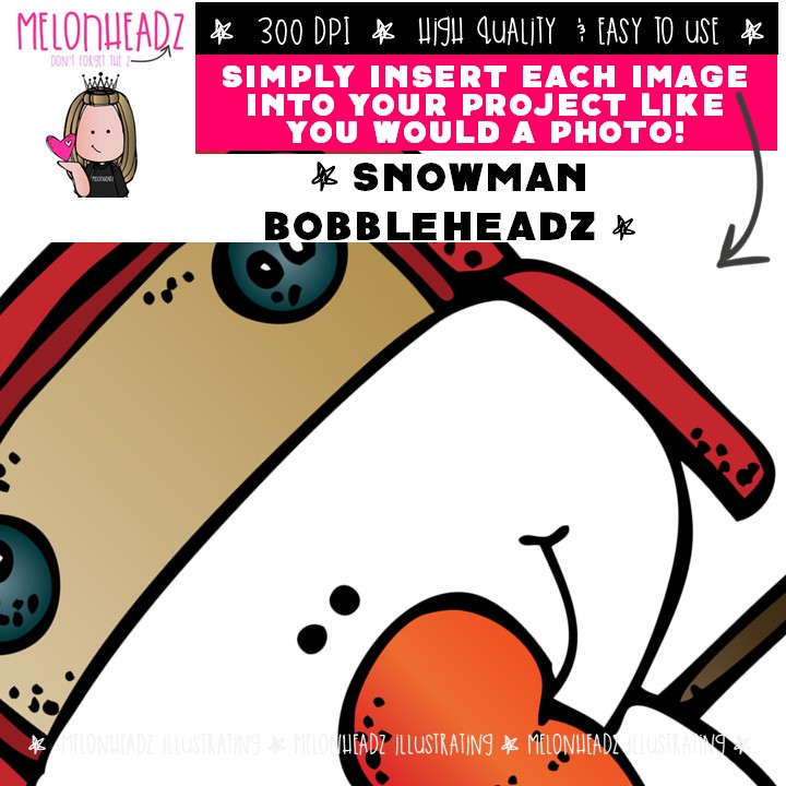 Snowman clip art, Bobbleheadz clip art, Winter clip art COMBO PACK - Image 3