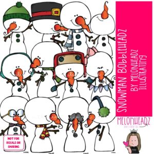 Snowman clip art, Bobbleheadz clip art, Winter clip art COLORED Version