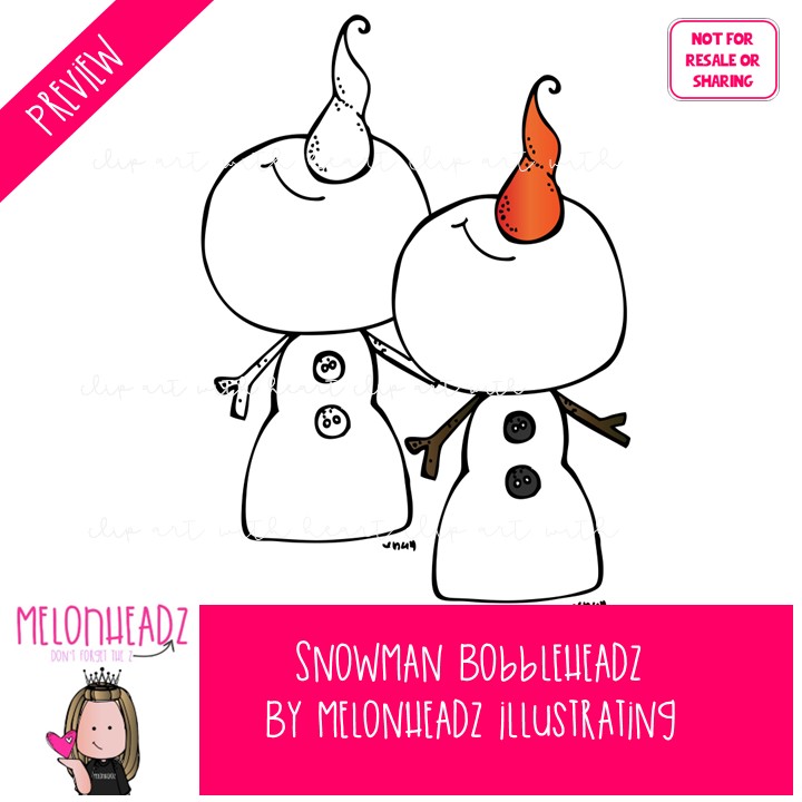 Snowman clip art, Bobbleheadz clip art, Winter clip art COMBO PACK - Image 2