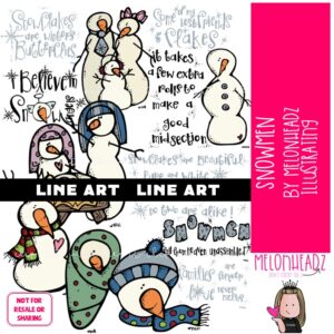 Snowmen clip art, Winter clip art, Nativity clip art LINE ART and BLACK AND WHITE