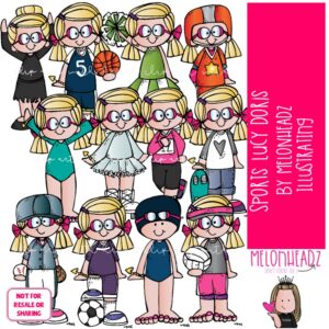 Sports clip art, Lucy Doris, Melonheadz Characters COLORED Version