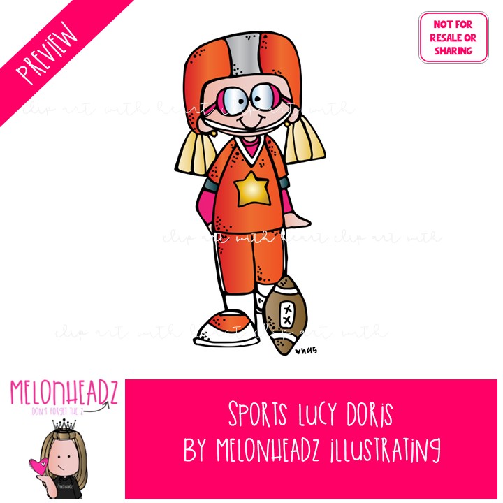 Sports clip art, Lucy Doris, Melonheadz Characters COLORED Version - Image 2