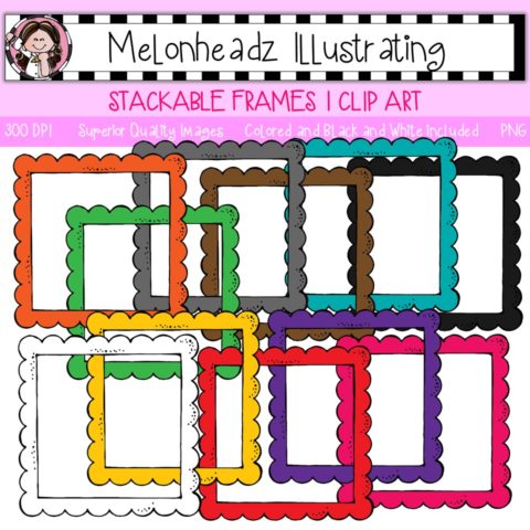 Stackable Frames clip art – Set 1 – Single Image - Melonheadz