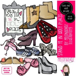Stand Ye in Holy Places clip art, LDS, shoes COMBO PACK
