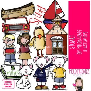 Stuart clip art, mouse, literature, book companion COLORED Version