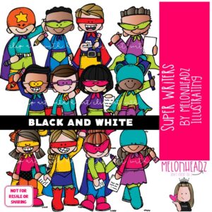 Super Writers clip art, Superhero clip art, Writing clip art BLACK AND WHITE