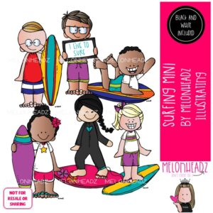 Surfing clip art, beach, sport Mini