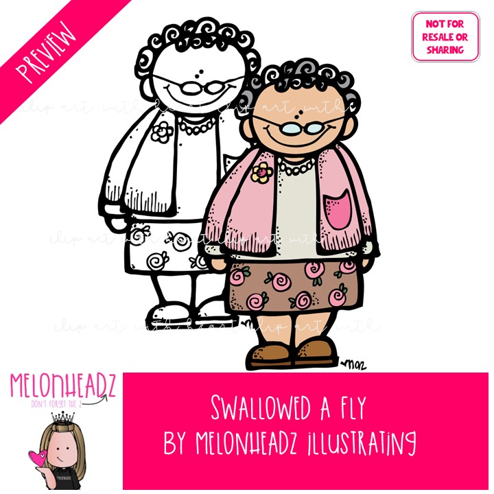 Swallowed a Fly clip art Old Lady clip art Literature clip art COMBO PACK - Image 2