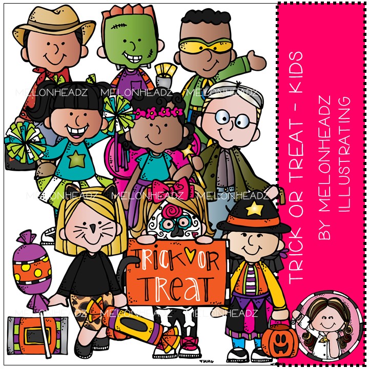 Trick or Treat Kids clip art – COMBO PACK | Melonheadz Illustrating
